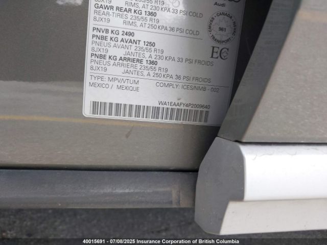 WA1EAAFY4P2009640 2023 AUDI