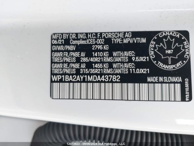 2021 PORSCHE CAYENNE COUPE | VIN: WP1BA2AY1MDA43782