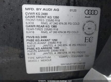 WA1AAAFY9P2099169 2023 AUDI