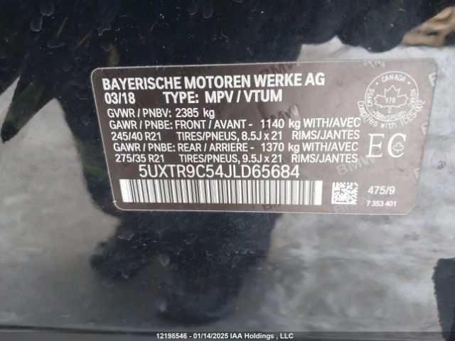 5UXTR9C54JLD65684 2018 BMW