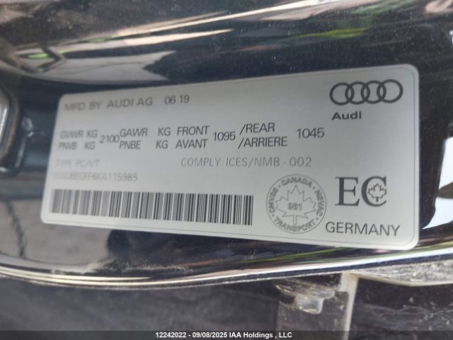 WAUBEGFF6KA115985 2019 AUDI