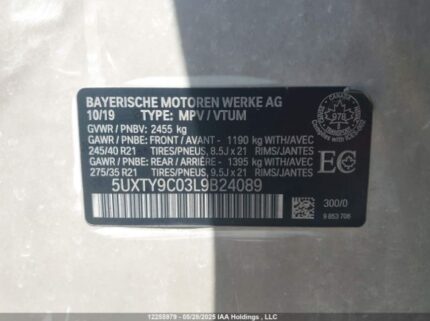 5UXTY9C03L9B24089 2020 BMW