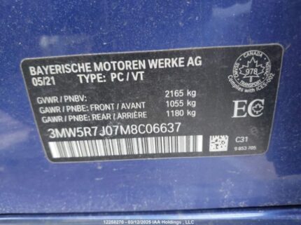 2021 BMW 330XI | VIN: 3MW5R7J07M8C06637