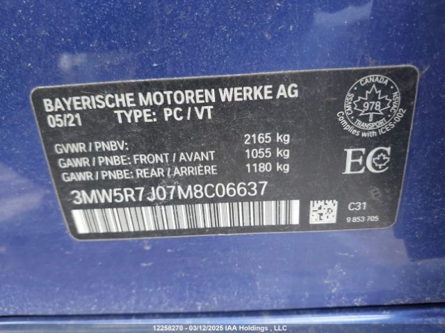 2021 BMW 330XI | VIN: 3MW5R7J07M8C06637