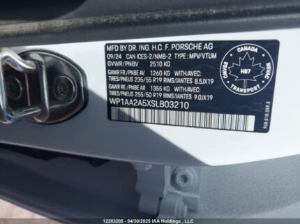 WP1AA2A5XSLB03210 2025 PORSCHE