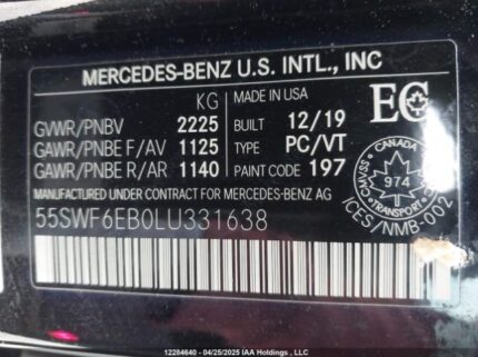 55SWF6EB0LU331638 2020 MERCEDES-BENZ