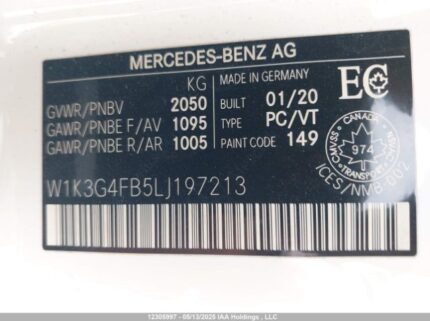 W1K3G4FB5LJ197213 2020 MERCEDES-BENZ