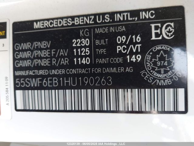 55SWF6EB1HU190263 2017 MERCEDES-BENZ