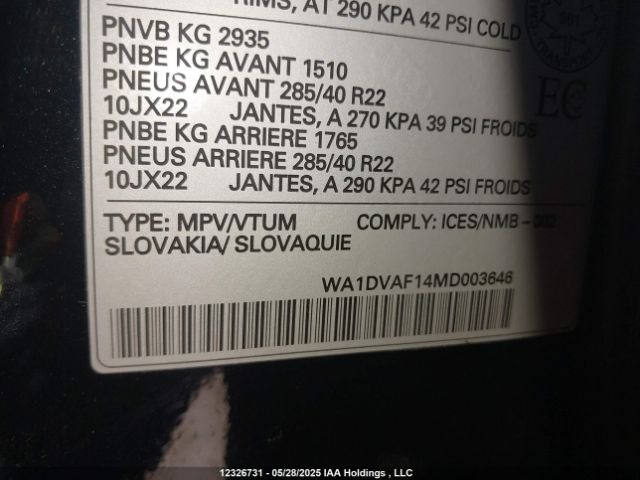 WA1DVAF14MD003646 2021 AUDI