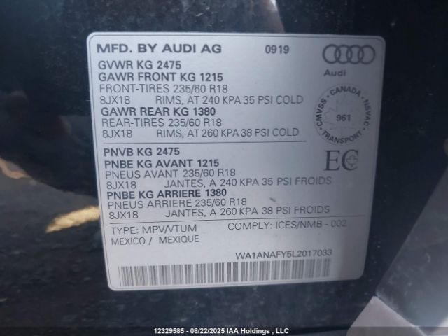 WA1ANAFY5L2017033 2020 AUDI