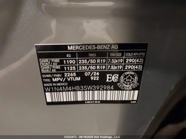 W1N4M4HB3SW392984 2025 MERCEDES-BENZ