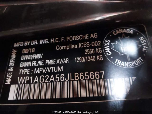 2018 PORSCHE WP1AG2A56JLB65667