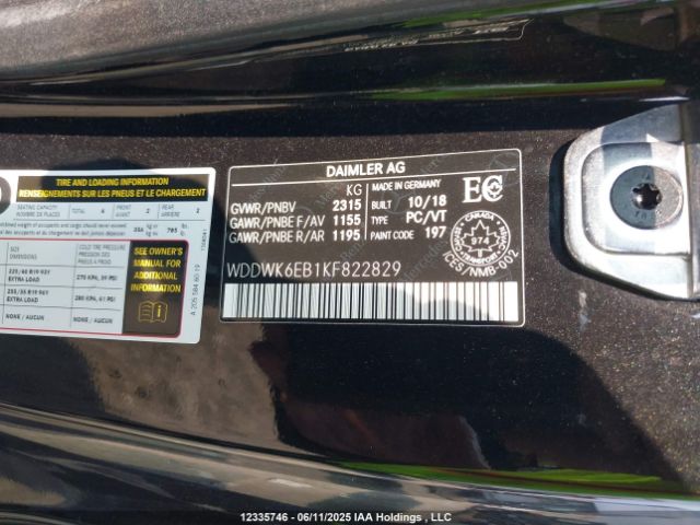 WDDWK6EB1KF822829 2019 MERCEDES-BENZ