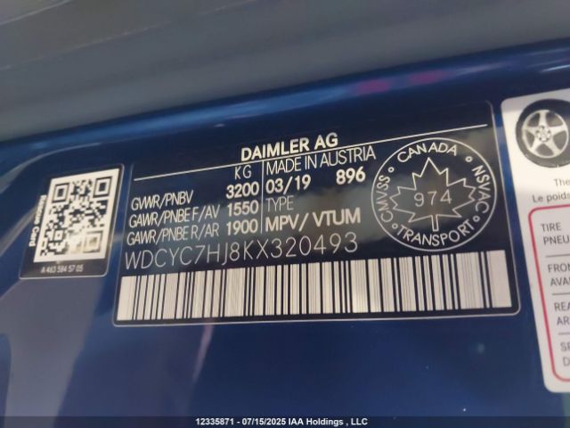 WDCYC7HJ8KX320493 2019 MERCEDES-BENZ