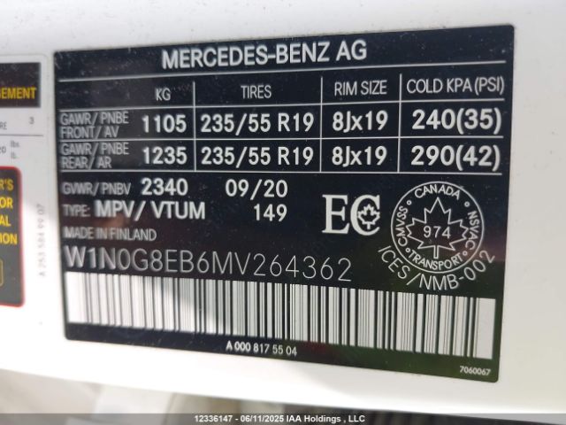W1N0G8EB6MV264362 2021 MERCEDES-BENZ