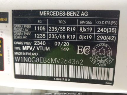 W1N0G8EB6MV264362 2021 MERCEDES-BENZ