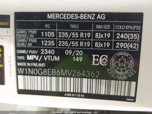 W1N0G8EB6MV264362 2021 MERCEDES-BENZ