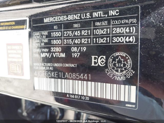 4JGFF5KE1LA085441 2020 MERCEDES-BENZ