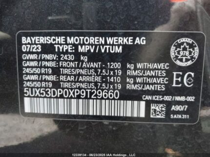5UX53DP0XP9T29660 2023 BMW