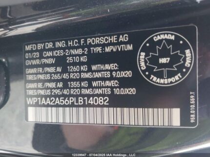 WP1AA2A56PLB14082 2023 PORSCHE