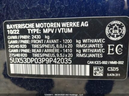5UX53DP03P9P42035 2023 BMW