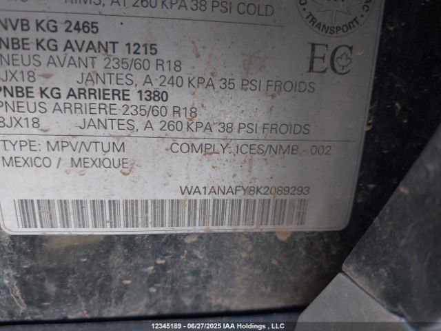 WA1ANAFY8K2089293 2019 AUDI