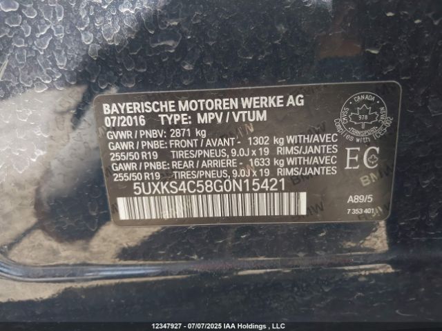 5UXKS4C58G0N15421 2016 BMW
