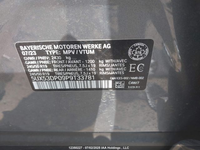 5UX53DP09P9T33781 2023 BMW