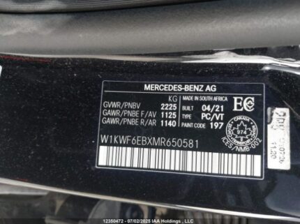 W1KWF6EBXMR650581 2021 MERCEDES-BENZ