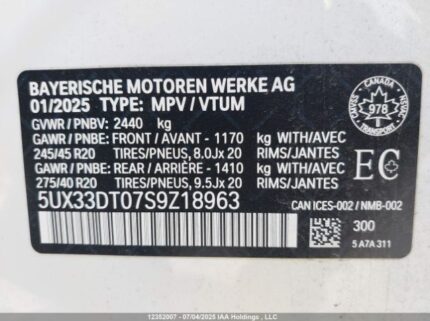 5UX33DT07S9Z18963 2025 BMW