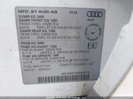 WA1AAAFY8R2063119 2024 AUDI