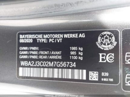 WBA2J3C02M7G56734 2021 BMW