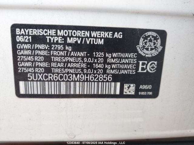 5UXCR6C03M9H62856 2021 BMW