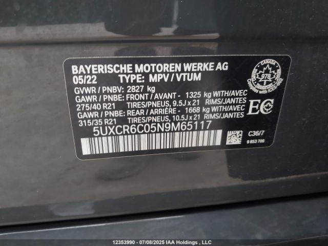 2022 BMW X5 XDRIVE40I | VIN: 5UXCR6C05N9M65117