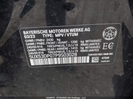 5UX53DP07P9S03028 2023 BMW