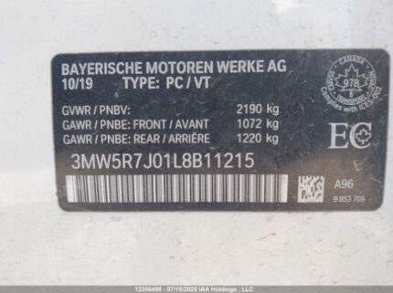 3MW5R7J01L8B11215 2020 BMW
