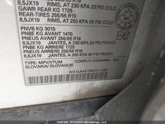 WA1LAAF78KD011256 2019 AUDI