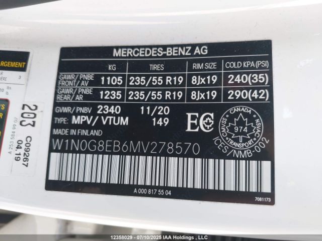 W1N0G8EB6MV278570 2021 MERCEDES-BENZ
