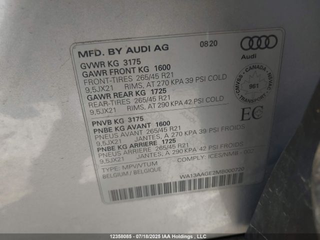 WA13AAGE2MB000720 2021 AUDI