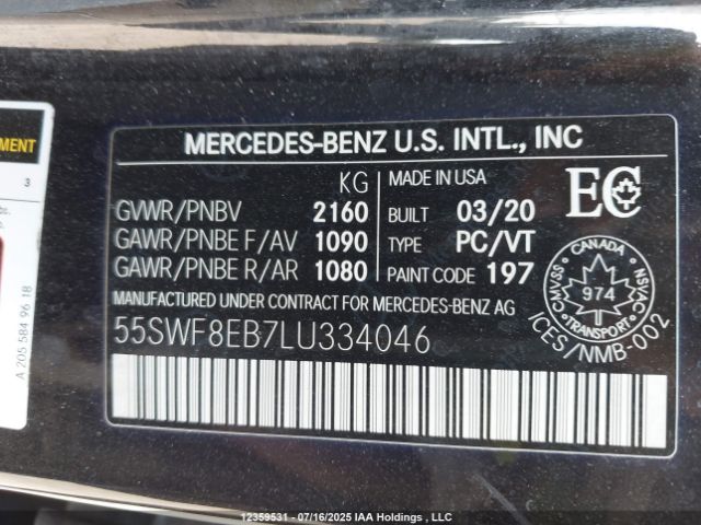55SWF8EB7LU334046 2020 MERCEDES-BENZ