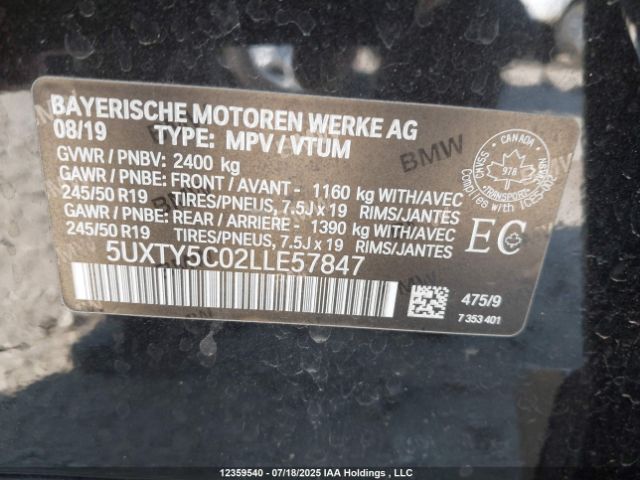 5UXTY5C02LLE57847 2020 BMW