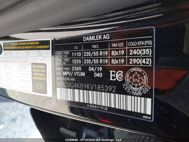 WDC0G4KB9KV185392 2019 MERCEDES-BENZ