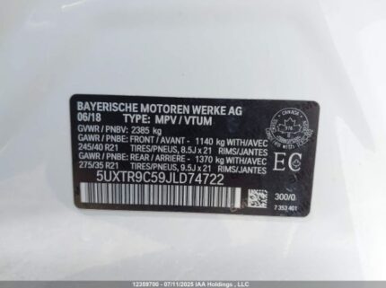 5UXTR9C59JLD74722 2018 BMW