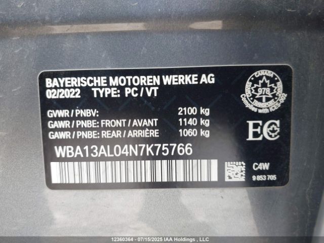 WBA13AL04N7K75766 2022 BMW