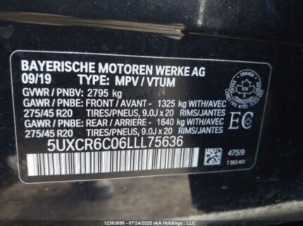 5UXCR6C06LLL75636 2020 BMW