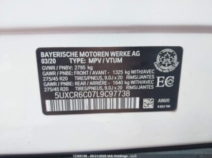 5UXCR6C07L9C97738 2020 BMW