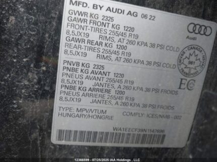 WA1EECF39N1147696 2022 AUDI
