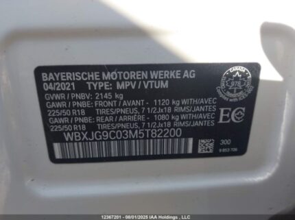 WBXJG9C03M5T82200 2021 BMW