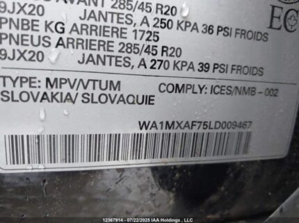 WA1MXAF75LD009467 2020 AUDI