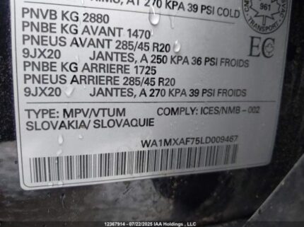 WA1MXAF75LD009467 2020 AUDI